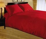 Double, Red, Satin Stripe Duvet Cover and Pillowcase Bed Set by VICEROY BEDDING
