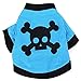 PanDaDa Pet Puppy Dog Blue T-shirt Cat Coat With Black Skull Pattern Clothin...