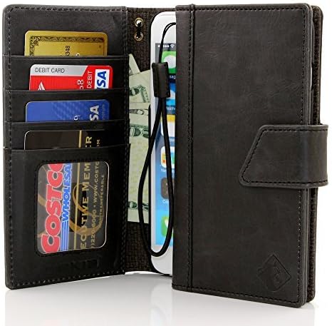 iPhone 6s Case, FEKIA® [Italian Vintage Series] 100% Handmade Leather Folio Wallet Case with Magnetic Closure, License ID, Credit Card and Cash Slot [FREE Hand Strap] iPhone 6 4.7" Display Cover (Classic Vintage Black with Magnetic Closure)