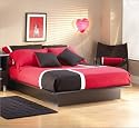 South Shore Contemporary Black Onyx Charcoal Platform Bed 54" & Moulding 3070234