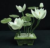 White Jade Lotus Bonsai Flowers Bouquet Asian Art Home Decor