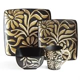 American Atelier Daisy 16 Piece Square Dinnerware Set, White