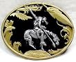 Indian On Horse Gold Vivitone Black Enamel Buckle