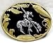 Indian On Horse Gold Vivitone Black Enamel Buckle