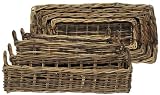 Country Rattan Rectangle Trays Set / 4 L-29.5" x 15" x 6"