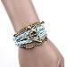 Doinshop Infinity Love Heart Pearl Friendship Antique Leather Charm Bracelet (light blue)