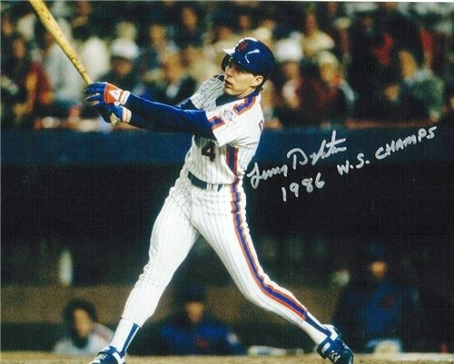 Lenny Dykstra Autographed/Hand Signed New York Mets 8x10 Photo Inscribed ''1986 WS Champs''