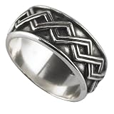Sterling Silver Diamond Pattern Celtic Band Ring Men's Or Women's Size 7