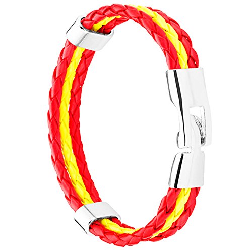Piersando® Armband geflochten PU Leder WM & EM Fanartikel Spanien – 19cm