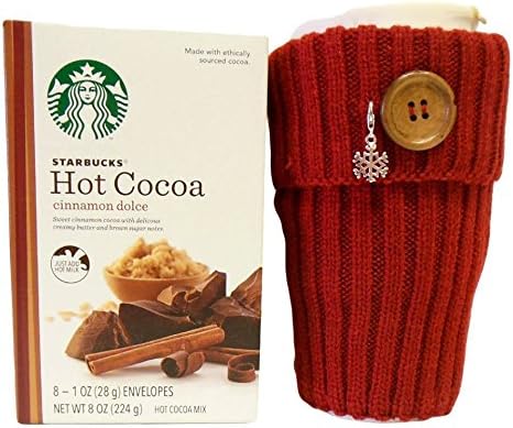 Snowflake Charm Travel Coffee Mug Sweater Sleeve Gift Set Starbucks Cinnamon Dolce Chocolate Hot Cocoa