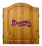 Imperial Atlanta Braves Licensed Solid Pine Cabinet and Bristle Dartboard Set