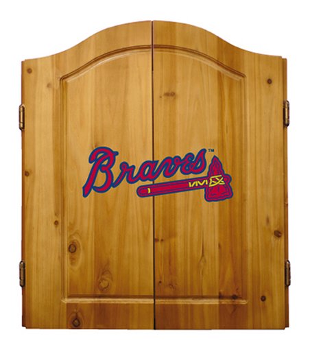 Imperial Atlanta Braves Licensed Solid Pine Cabinet and Bristle Dartboard Set