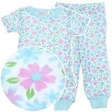 Blue Floral Cotton Pajamas for Toddler Girls