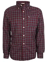 Abercrombie & Fitch Mens Shirt Burgundy/Blue Plaid