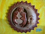 Sun & Moon Kokopelli Dancers Theme Red Clay Ceramic Plaque 15