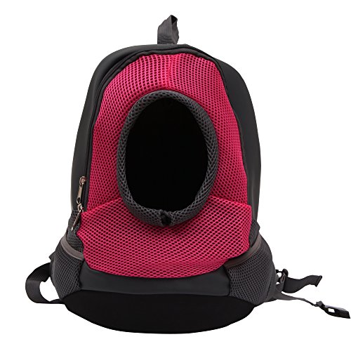 Petroad Pet Carrier Pet Travel Backpack for Dogs and Cats- Easy-Fit Adjustable Dog Cat Mesh Carrier- Comfortable-Environmental Friendly-Color (Rose Red)