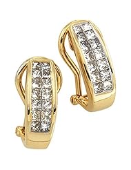 14K Yellow Gold Diamond J-Hoop Earrings - 1.00 Ct. -- LIFETIME WARRANTY