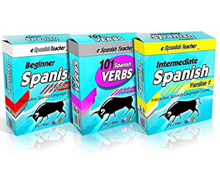 eSpanishTeacher's Beginner (Version 3) + Intermediate 3 Disc Combo Spanish Language Course Software Lessons with Bonus 101 Spanish Verbs