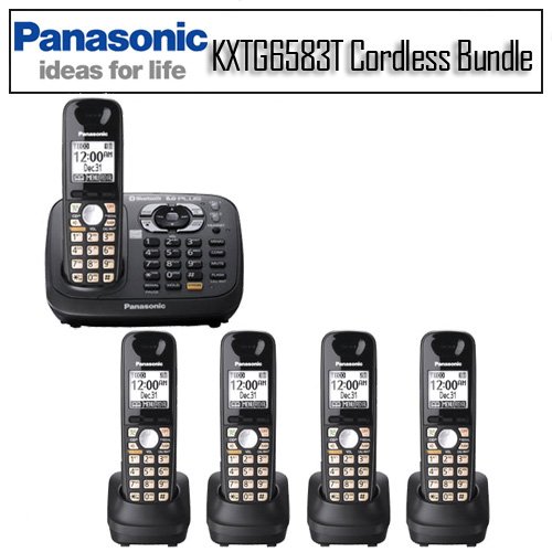 Panasonic KX-TG6583T DECT 6.0 PLUS Link-to-Cell Bluetooth Convergence Solution with 3 Handsets + Two KX-TGA651B Add On Handsets = Total of 5 Handsets