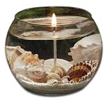 DecoGlow Seaside Villa Collection 4-Inch Round Glass, Clear Gel Candle With Decorative Shells