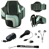 Black Adjustable Deluxe Sportband / Workout Armband with Adaptable Neck Str ....