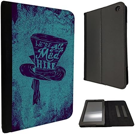 Amazon Kindle Fire HD 7'' 2014 Cool Funny Cartoon Mad Hatter Hat Art Designer Trend Wallet Case Flip Book Style Cover