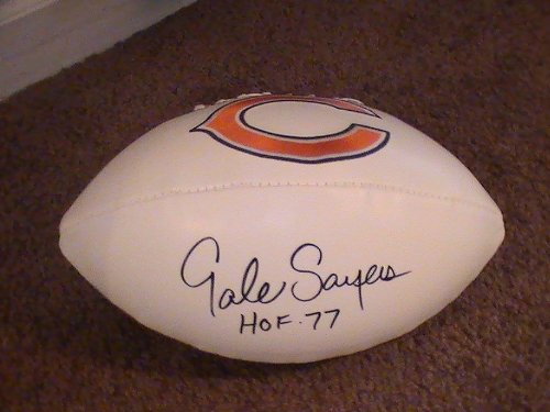 GALE SAYERS SIGNED AUTOGRAPHED CHICAGO BEARS LOGO FOOTBALL COA + HOLOGRAM