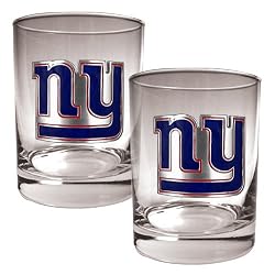 New York Giants 2pc 14oz Rocks Glass Set - Primary logo NFL Football