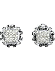 14K White Gold Black and White Diamond Earrings - 1.25 Ct. -- LIFETIME WARRANTY
