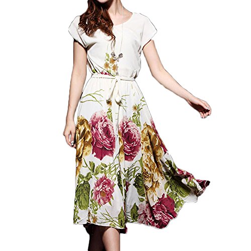 (ディーコッテ)D'Kotte レディース 春 夏 ワンピース ドレス ロング マキシ シフォン 半袖 フリル 花柄 エレガント ブラック ホワイト neaa255