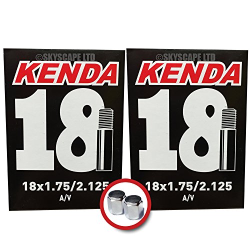 2 x Kenda Inner Tubes - 18 x 1.75 - 2.125 (Includes widths 1.85 1.90 1.95 2.0 2.1) - Schrader / Auto Valve - PAIR - FREE SHIPPING! FREE VALVE CAP UPGRADE WORTH $4.99!