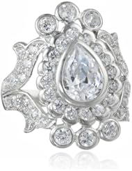 Sterling Silver Simulated Diamond Pear Shape Ring, Size 7