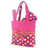 Belvah Large Quilted Polka Dot 3pc Diaper Bag