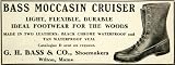 Black Friday Shoe Shoe – 1910 Ad GH Bass Moccasin Cruiser Boot Shoe Footwear Leather Waterproof Wilton ME – Original Print Ad