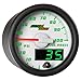 MaxTow Double Vision 100 PSI Fuel Pressure Gauge Kit - Includes Electronic Sensor - White Gauge Face - Green LED Illuminated Dial - Analog & Digital Readouts - for Trucks - 2-1/16