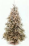 7.5' Pre-Lit Slim Glacial Fir Flocked Christmas Tree - Clear & Frost Lights