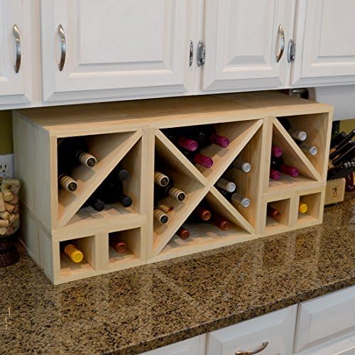 VinoGrotto 28 Bottle Countertop Cube Set, 12" Deep, Pine