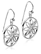 Sterling Silver Framed Flower Dangle Earrings