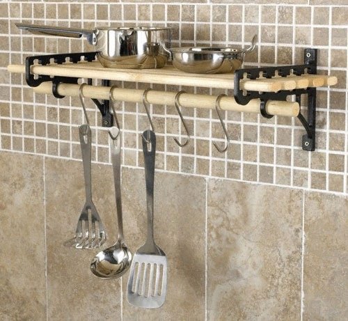 Kitchen : Kitchen Cast Shelf 5 Slat Black
