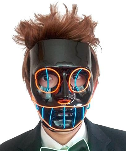 galaxyhkt cosplay EL Light Up science monster led party Halloween mask (orange)