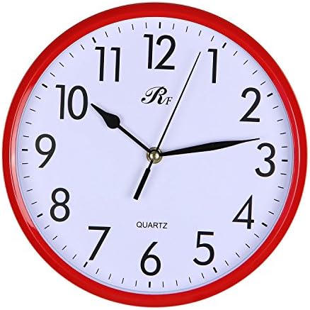 RUIFA Indoor Silent 10-Inch Precedent Decorative Wall Clock with Arabic Numerals (Red)