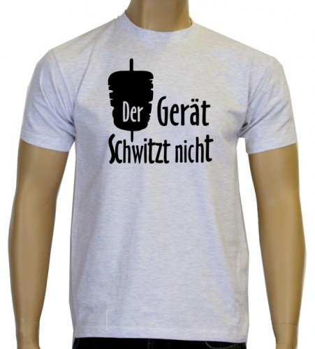 Coole-Fun-T-Shirts Herren T-Shirt Der Ger&auml;t schwitzt nicht ! D&ouml;ner, hellgrau-schwarz, M, 10814_Hellgrau_schwarz_GR.M