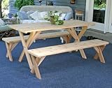 10'L Red Cedar 27 Wide Picnic Cross Legged Table w/Cross Legged Benches