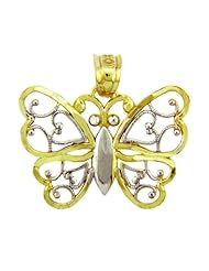 10K Butterfly Charm Two Tone Gold Aponi