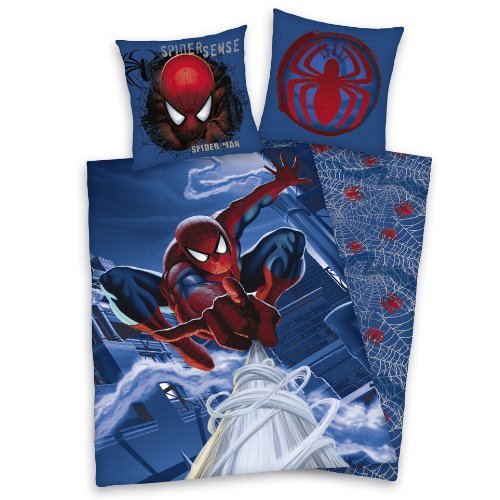 Herding 463622050 Bettw&auml;sche Spiderman, 80x80 cm + 135x200 cm, Biber / Flanell Preisvergleich