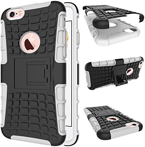 Taketime Iphone 6s plus case, 2 in 1 Hybrid High Impact Kickstand Case Heavy Duty TPU Rubber + PC Dual Layer For iphone 6 plus (White)