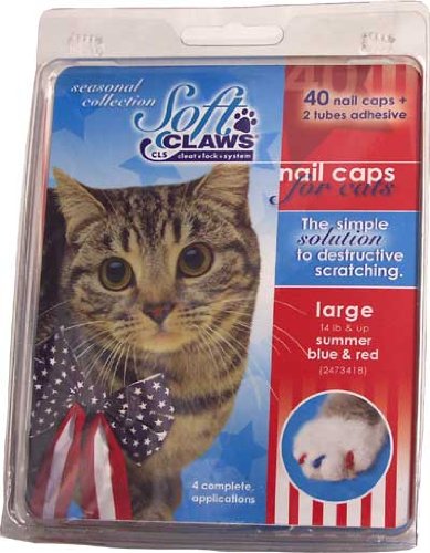 pets smart grooming:Soft Claws for Cats, Size Large, Color Summer (Blue & Red)