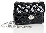 51k2OoO2 xL. SL160  Arena Black Diamond Quilted PU Patent Leather Chain Strap Mini Crossbody Bag Clutch Handbag Purse
