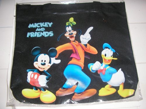 Disney Mickey Mouse  Friends Black Handbag Tote Bag  Zipper