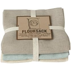 Now Designs Set of 3 Floursack Towels, Sky Blue Series